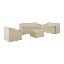 Load image into Gallery viewer, 4Pc Sectional Cover Set Tan - Loveseat, Sofa, Square Table/Ottoman,  &amp; Arm Chair
