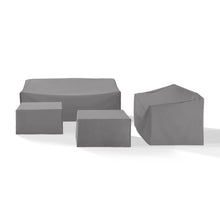Load image into Gallery viewer, 4Pc Sectional Cover Set Gray - Loveseat, Sofa, &amp; 2 Square Table/Ottoman
