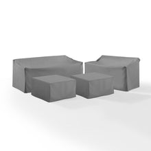 Load image into Gallery viewer, 4Pc Sectional Cover Set Gray - Loveseat, Sofa, &amp; 2 Square Table/Ottoman

