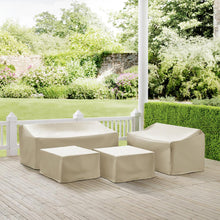 Load image into Gallery viewer, 4Pc Sectional Cover Set Tan - Loveseat, Sofa, &amp; 2 Square Table/Ottoman
