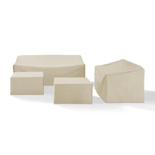 Load image into Gallery viewer, 4Pc Sectional Cover Set Tan - Loveseat, Sofa, &amp; 2 Square Table/Ottoman
