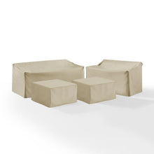 Load image into Gallery viewer, 4Pc Sectional Cover Set Tan - Loveseat, Sofa, &amp; 2 Square Table/Ottoman
