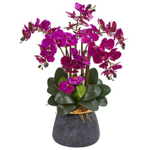 Load image into Gallery viewer, Phalaenopsis Orchid Artificial Arrangement in Stoneware Vase
