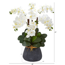 Load image into Gallery viewer, Phalaenopsis Orchid Artificial Arrangement in Stoneware Vase
