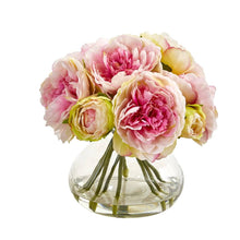 Load image into Gallery viewer, Peony Artificial Arrangement in Vase
