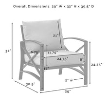 Load image into Gallery viewer, Kaplan 3Pc Outdoor Metal Sofa Set Gray/White - Sofa &amp; 2 Arm Chairs
