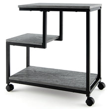 Load image into Gallery viewer, 3-Tier Side Table with Storage and Universal Casters for Living Room and Bedroom-Black

