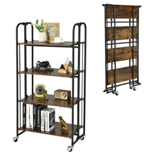 Load image into Gallery viewer, Foldable Rolling Cart with Storage Shelves for Kitchen-4-Tier
