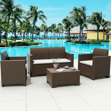 Load image into Gallery viewer, 4 Pcs Patio Furniture Set Sofa Loveseat Cushioned Made In Italy-Brown
