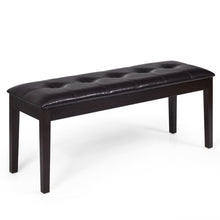 Load image into Gallery viewer, Upholstered Dining Room PU Bench Solid Wood Button Tufted-Brown
