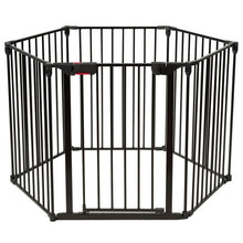 Load image into Gallery viewer, 6 Panel Wall-mount Adjustable Baby Safe Metal  Fence Barrier-Black

