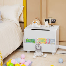 Load image into Gallery viewer, Wooden Mobile Toy Storage Organizer with Bookshelf and Lockable Wheels-White

