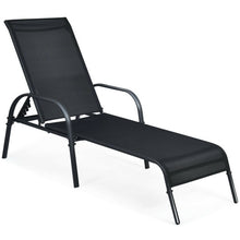 Load image into Gallery viewer, Adjustable Patio Chaise Folding Lounge Chair with Backrest-Black
