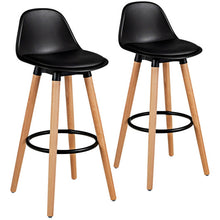 Load image into Gallery viewer, 2 Pieces Mid Century Barstool 28.5 Inches Dining Pub Chair-Black
