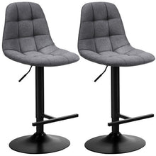 Load image into Gallery viewer, 2Pcs Adjustable Bar Stools Swivel Counter Height Linen Chairs -Gray
