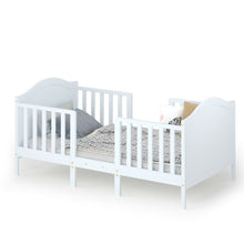 Load image into Gallery viewer, 2-in-1 Classic Convertible Wooden Toddler Bed with 2 Side Guardrails for Extra Safety-White

