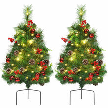 Load image into Gallery viewer, Set of 2 24 Inch Battery Powered Pre-lit Pathway Holiday Christmas Trees

