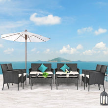 Load image into Gallery viewer, 8 Pieces Patio Cushioned Rattan Furniture Set-White
