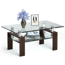 Load image into Gallery viewer, Rectangle Glass Coffee Table with Metal Legs for Living Room-Coffee
