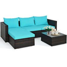 Load image into Gallery viewer, 5 Pieces Patio Rattan Furniture Set with Coffee Table-Turquoise
