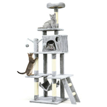 Load image into Gallery viewer, 66 Inch Cat Tree Condo Kitten Multi-Level Activity Center-Gray
