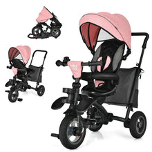 Load image into Gallery viewer, 7-In-1 Baby Folding Tricycle Stroller with Rotatable Seat-Pink
