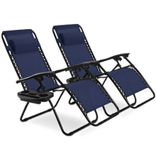 Load image into Gallery viewer, 2 Pieces Folding Lounge Chair with Zero Gravity-Blue
