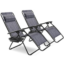 Load image into Gallery viewer, 2 Pieces Folding Lounge Chair with Zero Gravity-Gray
