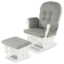 Load image into Gallery viewer, Solid Wood Gliding Chair Set with Pockets and Ottoman for Relaxing-Light Gray
