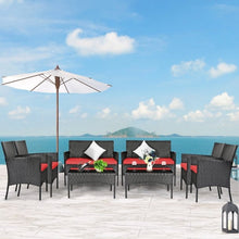Load image into Gallery viewer, 8 Pieces Patio Cushioned Rattan Furniture Set-Red
