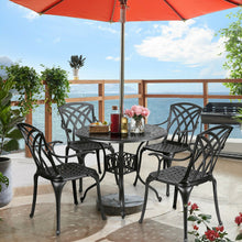 Load image into Gallery viewer, 5 Pieces Outdoor Cast Aluminum Patio Dining Set with Umbrella Hole
