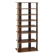 Load image into Gallery viewer, 7-Tier Dual 14 Pair Shoe Rack Free Standing Concise Shelves Storage-Brown
