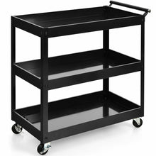 Load image into Gallery viewer, 3-Tier Utility Cart Metal Mental Storage Service Trolley-Black
