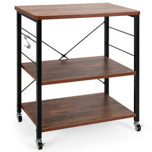 Load image into Gallery viewer, 3-Tier Kitchen Baker&#39;s Rack Microwave Oven Storage Cart with Hooks-Vintage
