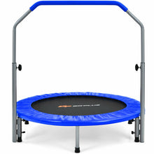 Load image into Gallery viewer, 40 Inch Folding Exercise Trampoline Rebounder with 4-Level Handrail Carrying Bag-Blue
