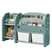 Load image into Gallery viewer, Kids Toy Storage Organizer with 2-Tier Bookshelf and Plastic Bins
