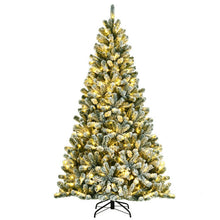Load image into Gallery viewer, 7 Feet Pre-lit Snow Flocked Hinged Christmas Tree with 1116 Tips and Metal Stand-7 ft
