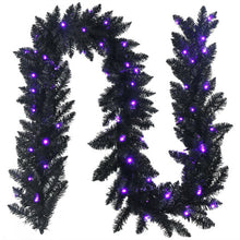 Load image into Gallery viewer, 9 Feet Pre-lit Christmas Halloween Garland with 50 Purple LED Lights
