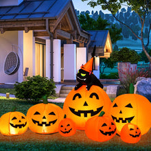 Load image into Gallery viewer, Halloween 7.5 Feet Inflatable Pumpkin Combo with Witch Black Cat
