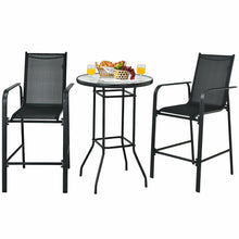 Load image into Gallery viewer, 3 Pieces Outdoor Patio Bar Table Stool Set-Black
