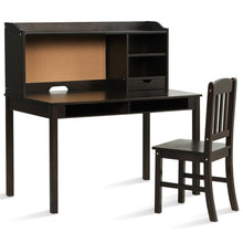 Load image into Gallery viewer, Kids Desk and Chair Set Study Writing Desk with Hutch and Bookshelves-Brown
