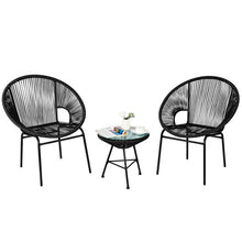 Load image into Gallery viewer, 3PCS Patio Acapulco Furniture Bistro Set with GlassTable-Black
