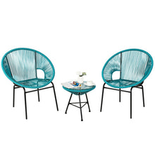 Load image into Gallery viewer, 3PCS Patio Acapulco Furniture Bistro Set with GlassTable-Turquoise
