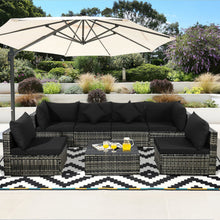 Load image into Gallery viewer, 7 Pieces Patio Rattan Furniture Set Sectional Sofa Garden Cushion-Black
