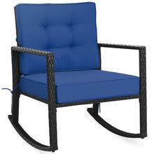 Load image into Gallery viewer, Patio Rattan Rocker Outdoor Glider Rocking Chair Cushion Lawn-Navy

