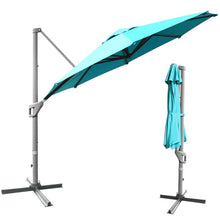 Load image into Gallery viewer, 11ft Patio Offset Umbrella with 360° Rotation and Tilt System-Turquoise

