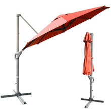 Load image into Gallery viewer, 11ft Patio Offset Umbrella with 360° Rotation and Tilt System-Orange
