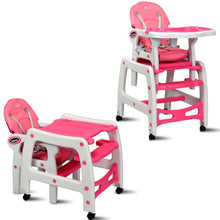 Load image into Gallery viewer, 3 in 1 Baby High Chair with Lockable Universal Wheels-Pink
