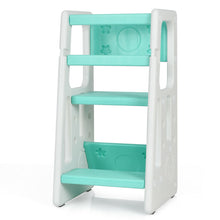 Load image into Gallery viewer, Kids Kitchen Step Stool with Double Safety Rails -Green

