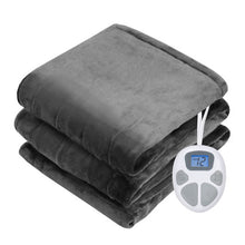 Load image into Gallery viewer, 62&quot; x 84&quot; Flannel Heated Electric Blanket with 10 Heating Levels-Gray
